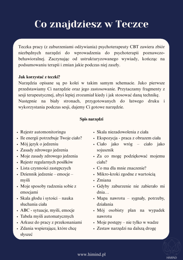 Teczka pracy psychoterapeuty CBT – Zaburzenia odżywiania - obrazek 2